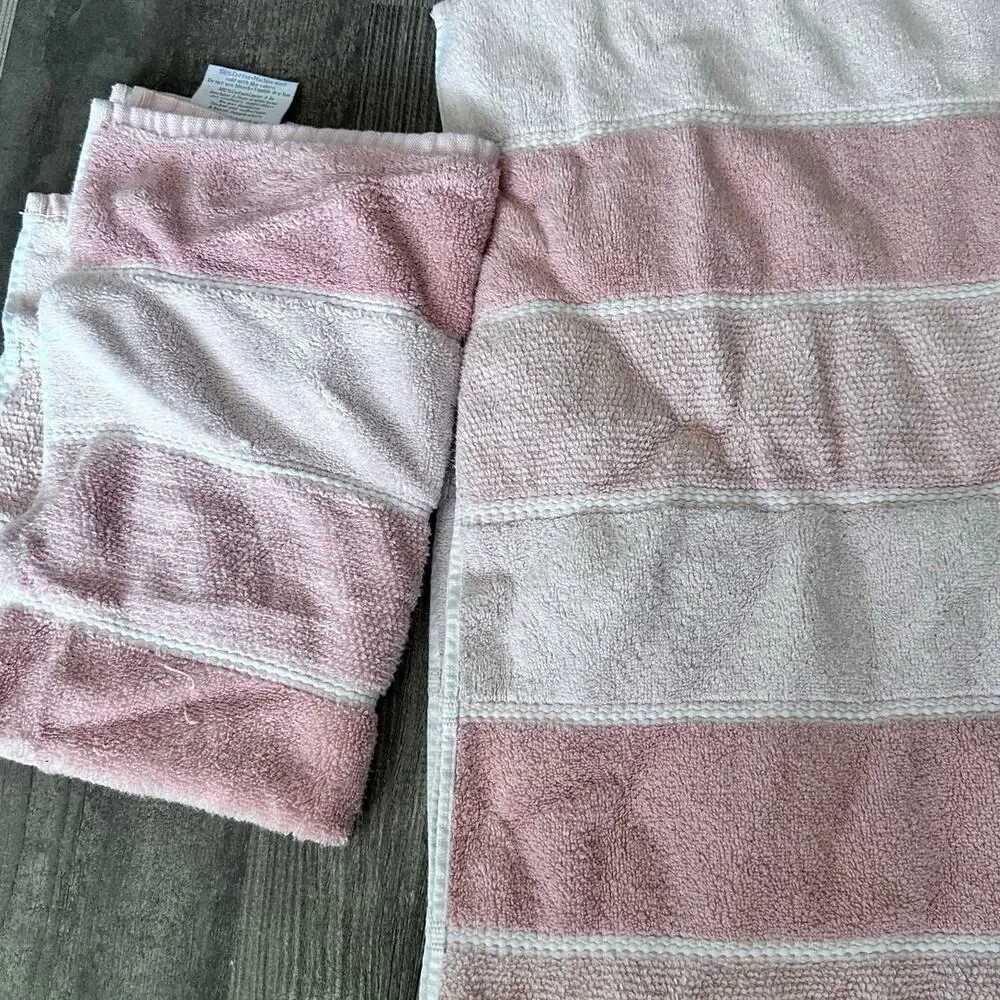 caro home pink striped towel set